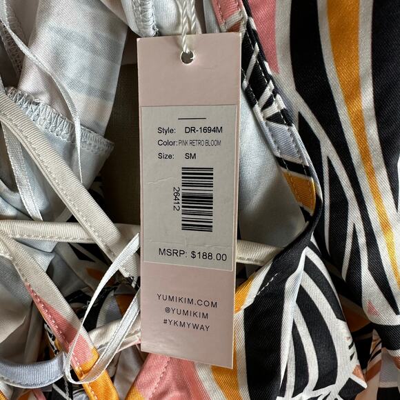 YUMI KIM Pink Retro Bloom Stretch Maxi Dress Women's Size Small NWT Colorful V - Picture 6 of 8
